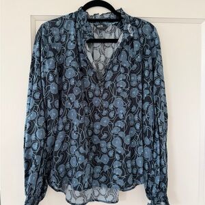 Maeve Navy and Light Blue Floral Blouse